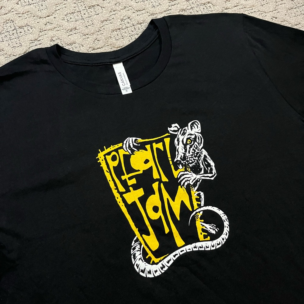 🎸 '23 Pearl Jam Band Wharf Rat Text Logo Orig. UNWORN Black 2 Side Deadstock Tee